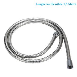 Ensemble de pommeau de douche avec tuyau flexible et tige, tuyau de 1,5 mètre, diamètre de 14 mm, pommeau de douche universel haute pression chromé - Product Image 3