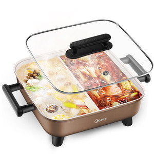 Marmite électrique Midea 6L carrée avec revêtement antiadhésif, cuisson double saveur, usage domestique - Product Image 1