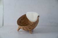 Nid en paille naturelle tissé à la main, maison pour animaux de compagnie, lit chaud pour chat en hiver, griffoir pour chat, nid pour chien avec coussin moelleux