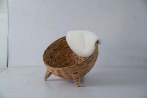 Neues Design Natürliches Strohnest Handgewebtes Haustierhaus Winter Warmes Katzenbett Katzen-Kratzbrett Hundenest mit Weichem Kissen - Product Image 4