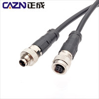 Conector de ángulo recto macho hembra a prueba de agua Cable sobremoldeado M9 A código 2 enchufe de 3 pines con cable PUR de PVC sin blindaje blindado