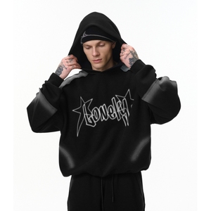 Sudadera con Capucha de Diseño Personalizado, Estilo Urbano, con Apliques, <span class=keywords><strong>Tela</strong></span> de Capa de Aire, Premium, Corte Holgado para Hombre - Product Image 1