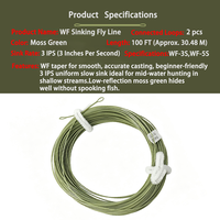 Ligne de pêche à la mouche coulante WF-3S WF-7S WF 100FT 3IPS, vert mousse camouflage, faible brillance, pour la pêche à la finesse en ruisseau et en rivière de truites