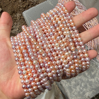 Perles d'eau douce semi-rondes de 5,5-6 mm, couleurs bonbon, teintes naturelles mélangées, 39 cm de long, haute brillance, qualité 4A, Chine, semi-finies pour DIY