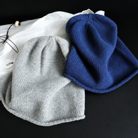 Bonnet tricoté chaud à revers moucheté uni, léger, maille serrée, extensible, 100 % acrylique, unisexe, pour le week-end, le camping, l'automne et l'hiver