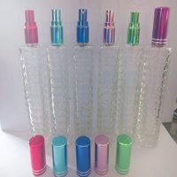 En stock – Flacon de parfum en verre ondulé rectangulaire de 30 ml avec capuchon métallique coloré – Atomiseur portable rechargeable – Bouteille vide
