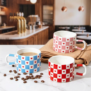 Cross-border High-Appearance <b>Cute</b> Fresh Cartoon Heart-Shaped Porcelain <b>Mug</b> Ins-Style Design Custom Microwave Safe High - Product Image 1