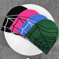 Gorro de Punto Jacquard Estilo Vintage Y2K con Diseño de Telaraña, Estilo Gótico Urbano, Sin Puño, Personalizado por el Fabricante, para Hombre