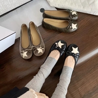 Chaussures plates coréennes, Ballerines à nœud étoile, Chaussures plates à bout peu profond et semelle souple pour femme 2026