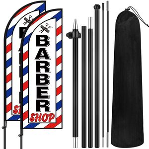 Custom Outdoor Feather Banner Style Pennant Barber Shop Flag with Poles for Advertising for Opening Ceremony