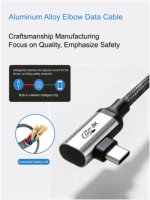 Cable de Datos USB-C 3.2 Gen2 C a C en Ángulo Recto JustLink PD 3.2 240W 48V 5A de Carga Rápida para Computadoras Portátiles, Tabletas y Teléfonos