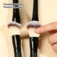 4-teiliges Make-up-Pinsel-Set mit Doppelkopf, Holzgriff, Aluminiumzwinge, weichen Synthetikfasern, Beauty-Make-up-Werkzeuge