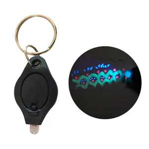 促销塑料紫外线灯钥匙圈便携式验钞机395纳米迷你紫外发光二极管钥匙扣