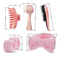 Kit de lavage du visage en velours tendance avec bandeau enveloppant, ensemble de bracelets, peigne et bandeau élastique pour cheveux, 6 pièces, cadeau de mariage personnalisé pour femme