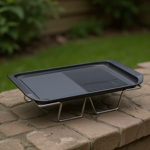 Plaque de cuisson en aluminium antiadhésive avec support pour cuisinière émaillée (30,5x23cm) Noir MARIETTA-RL - Product Image 3