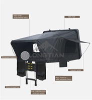 Tente de toit rigide ABS en tissu imperméable 280G avec auvent 420D, matelas intégré et échelle à ouverture rapide pour camping tout-terrain (RTT)