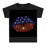 Dios bendiga a América, Transferencia de pedrería termoadhesiva, Brillo, Transferencia de pedrería cristiana personalizada para camiseta