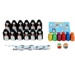 Houten Pinguïn Nestpoppen Ouder-Kind Interactie Vroege Educatie Speelgoed Kleur Geheugen Schaken Matching Spel