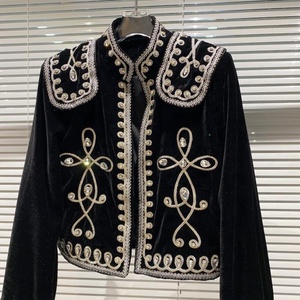 <span class=keywords><strong>Veste</strong></span> <span class=keywords><strong>en</strong></span> velours tricoté avec boutons diamants, vêtements de luxe privés à la mode, manteau pour femmes - Product Image 2