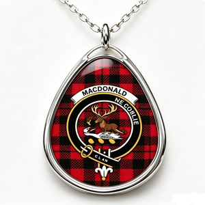 Colgante con el Escudo del Clan MacDonald, Chapado en Plata, Acero Inoxidable, Forma de Lágrima, Diseño Tartán Tradicional, Amuleto de Recuerdo - Product Image 4