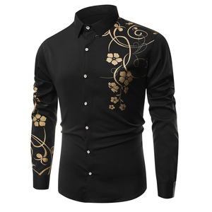 On Sale Mens Black Gold Dress Shirt Anti-Wrinkle, Quick-Dry Material |  Alibaba.com