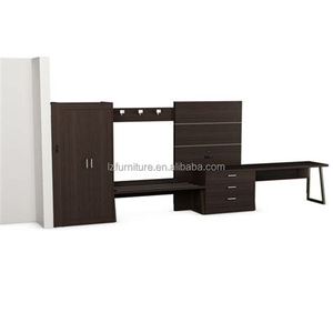 Budget Hotel Guest Room Furniture Wooden Low <b>Platform</b> <b>Bed</b> <b>Frame</b> with Padded Headboard And Nightstands for 3-Star Economy Hotel - Product Image 6