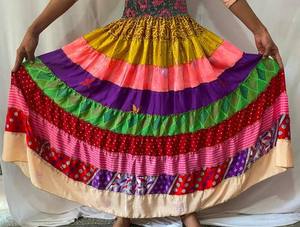 Women Sari Silk Patchwork <b>Skirt</b> Handmade Long <b>Skirt</b> <b>Elastic</b> Waist <b>Skirt</b> - Product Image 4