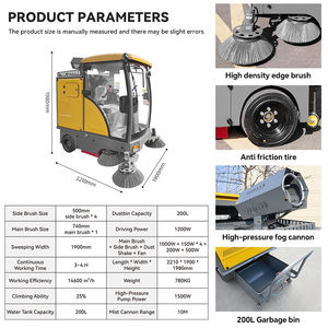 Balayeuse de rue commerciale montée sur tricycle pour véhicules électriques, pour routes et parkings en béton et bitume - Product Image 3