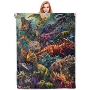 Forest Giant Dinosaur Flannel Blanket <b>Throw</b> Blanket Nap Blanket Cozy Warm Super Soft <b>for</b> Winter Warmth Custom Print OEM ODM - Product Image 6