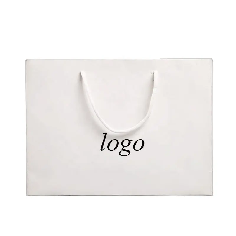 Tas kertas kardus kustom cetak Logo tas kertas belanja pakaian mewah kemasan hadiah tas pembawa