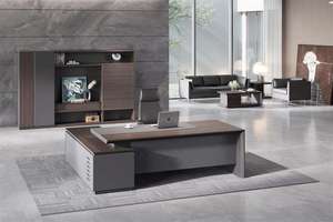 Escritorio de Oficina Ejecutivo de Lujo Moderno en Forma de L, Muebles de Oficina, Juego de Mesa de Trabajo de Madera para <span class=keywords><strong>Director</strong></span>, Gerente o CEO - Product Image 3