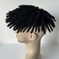 Sistem Rambut Dreadlock Hitam Grosir untuk Pria, Topper Berbahan Kulit, Wig Dread Locs dengan Basis Poli, Toupee Pria dengan Rambut Pendek