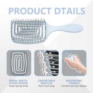 Großhandel Custom ized Logo Weizens troh Detang ing Vent Dusche Haar bürste für lockige dicke glatte Haar bürste - Product Image 6