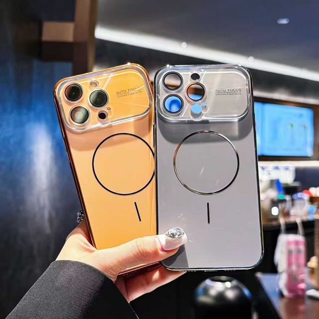Magnetic AG Case with Big View Camera Protector Metal Lens for IPhone 17air 16Pro Max Luxury Acrylic Frosted Mobile Phones Cover