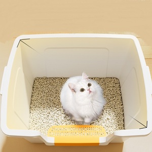 <span class=keywords><strong>Toilette</strong></span> pour animaux de compagnie semi-fermée blanche de grande capacité anti-éclaboussures anti-odeur bassin à litière pour <span class=keywords><strong>chat</strong></span> petite boîte pour animaux de compagnie - Product Image 4