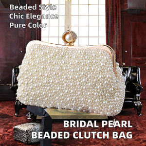 Women Pearl Evening <strong>Bag</strong> Bride Beaded <strong>Clutch</strong> Purse Cream White <strong>for</strong> <strong>Wedding</strong> Party <strong>Ivory</strong> White Pearl Evening <strong>Bag</strong> - Product Image 3