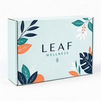 Boîte en carton ondulé personnalisée certifiée FSC, motif feuille tropicale vert menthe, impression couleur intégrale, pour envoi de plantes, boîte en papier.