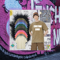 T-shirt Homme Oversize en Coton Lourd 100% Tricoté Écologique Style Rétro OEM, Impression DTG, Effet Délavé à l'Acide, Vintage