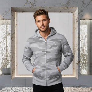 Sudadera con capucha informal de invierno para hombre, 100% algodón, con estampado de camuflaje. - Product Image 2
