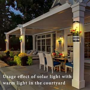 Nueva Lámpara LED Blanca Cálida, Solar, Recargable, para Jardín, con Estante Metálico, IP54 Impermeable, Aplique de Pared para Exteriores - Product Image 3