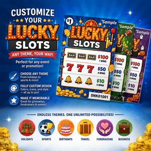 Fancy <b>Paper</b> Custom Size Slot Machine Theme Die cutting Shape Three Windows Secure Data Print Tear Off Tickets Pull Tab Card - Product Image 4