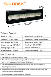 700W Flat Printing Machine LED UV Curing Lamp Size 200*25mm Blacklight Ultraviolet UV Lamp For UV Printer 395nm Ink Flexo/Label