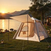 Carpa Inflable para Acampar de 4.6m² con Doble Puerta y Doble Ventana, Tela Oxford 300D, Fácil de Instalar, para Campamentos Familiares, Senderismo y Viajes al Aire Libre