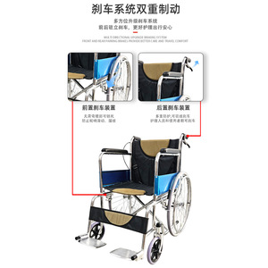 Manual Wheelchair Lightweight Folding <b>Push</b> Chair Multi Functional For Disabled Outdoor Use Carbon Steel Durable Convenient - Product Image 4
