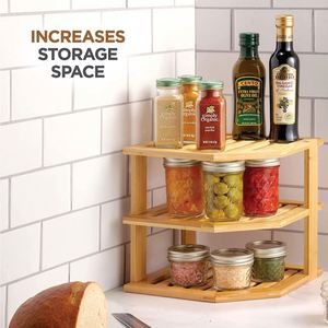 Bamboo <b>Corner</b> Shelf with 3 Tier <b>Kitchen</b> <b>Corner</b> Plate Rack Cabinet Organizer Pantry Organization and <b>Storage</b> - Product Image 5
