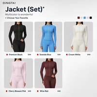 Ensemble de yoga 3 pièces Dingtai pour femme : veste zippée, soutien-gorge de sport, leggings taille haute sculptants, tenue de fitness athleisure