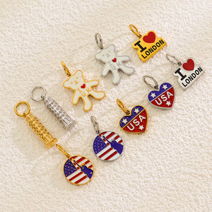Custom Waterproof 14k 18k Pvd Gold Plated 316L Stainless Steel Luxury Country Flag <b>Charms</b> for <b>Bracelet</b> Necklace Jewelry Making - Product Image 3