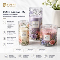 Boîte ronde en plastique transparent pour l'affichage des bougies avec couvercle, emballage en cylindre PET, vente en gros