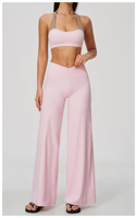 Nouvel ensemble de sport pour femme : Leggings larges en V, soutien-gorge dos nu, pour studio de danse et gym, effet push-up, vêtements d'entraînement tendance