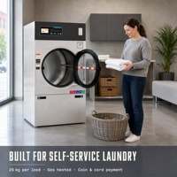 Séchoir à linge à gaz 25 kg avec récupération de chaleur, refroidissement, certifié CE, pour laverie automatique, fonctionnant à pièces et cartes